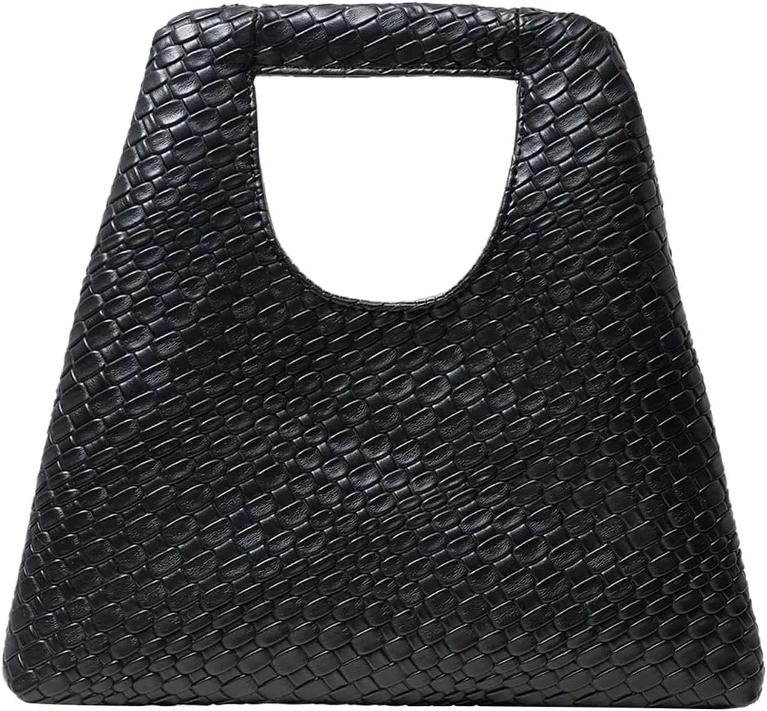 OYOANGLE Women's Leather Braided Square Handbag Top Handle Vintage Hobo Bag