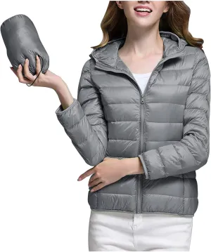 Packable Puffer Jacket for Women Lightweight Down Coat Full-Zip Quilted Jackets Water-Resistant Warm Outwear