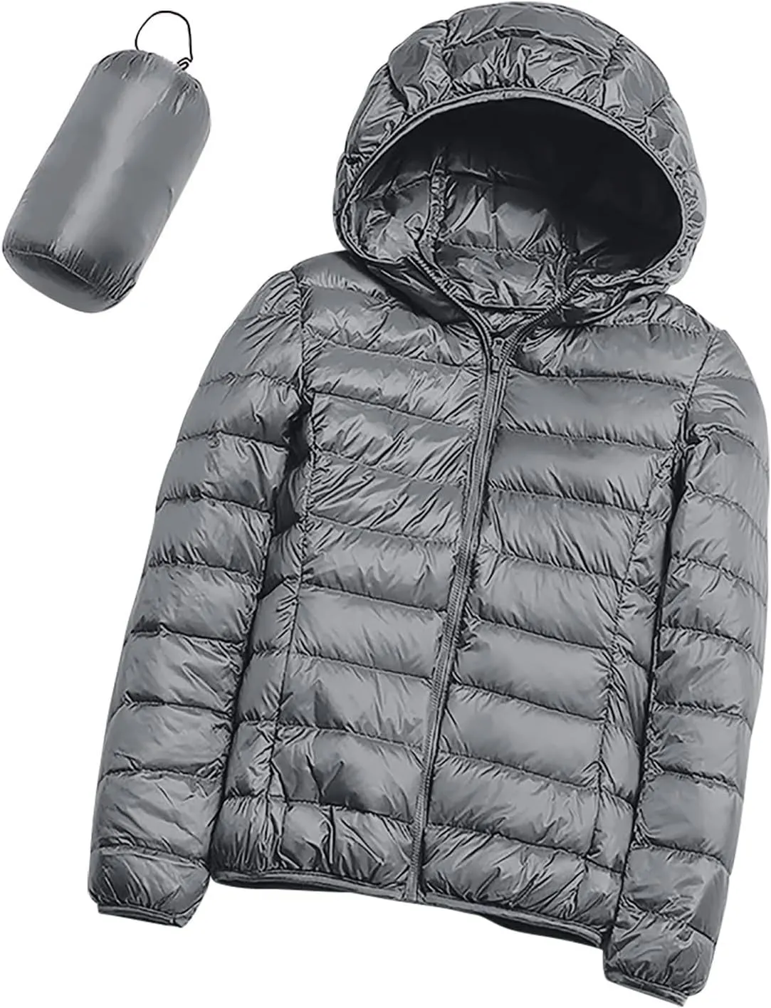 Packable Puffer Jacket for Women Lightweight Down Coat Full-Zip Quilted Jackets Water-Resistant Warm Outwear