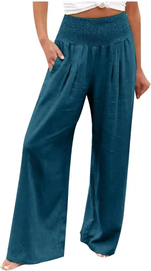 Pants for Women Trendy Pants Comfy Work Pants with Pockets Elastic High Waist Paper Bag Drawstring N De Lino para