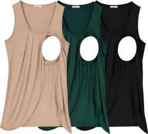 PARNIXS Summer Women's Maternity Nursing Tank Top Sleeveless Comfy Breastfeeding Clothes