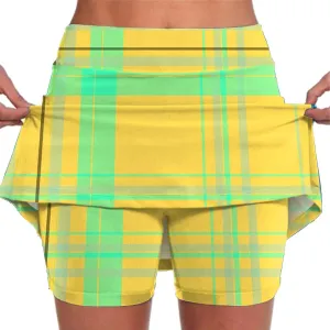 Plaid Tennis Skort for Women Colorblock Gym Athletic Running Golf Mini Skirts Plus Size Summer Casual Sports Workout Shorts