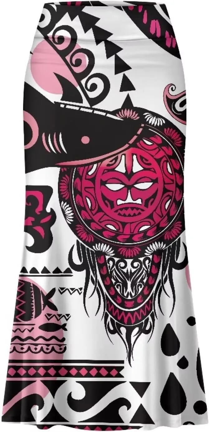 Polynesian Puletasi Samoa Women's Casual High Waist Flare Long Maxi Skirt A-Link Long Maxi Skirt Beach Skirt