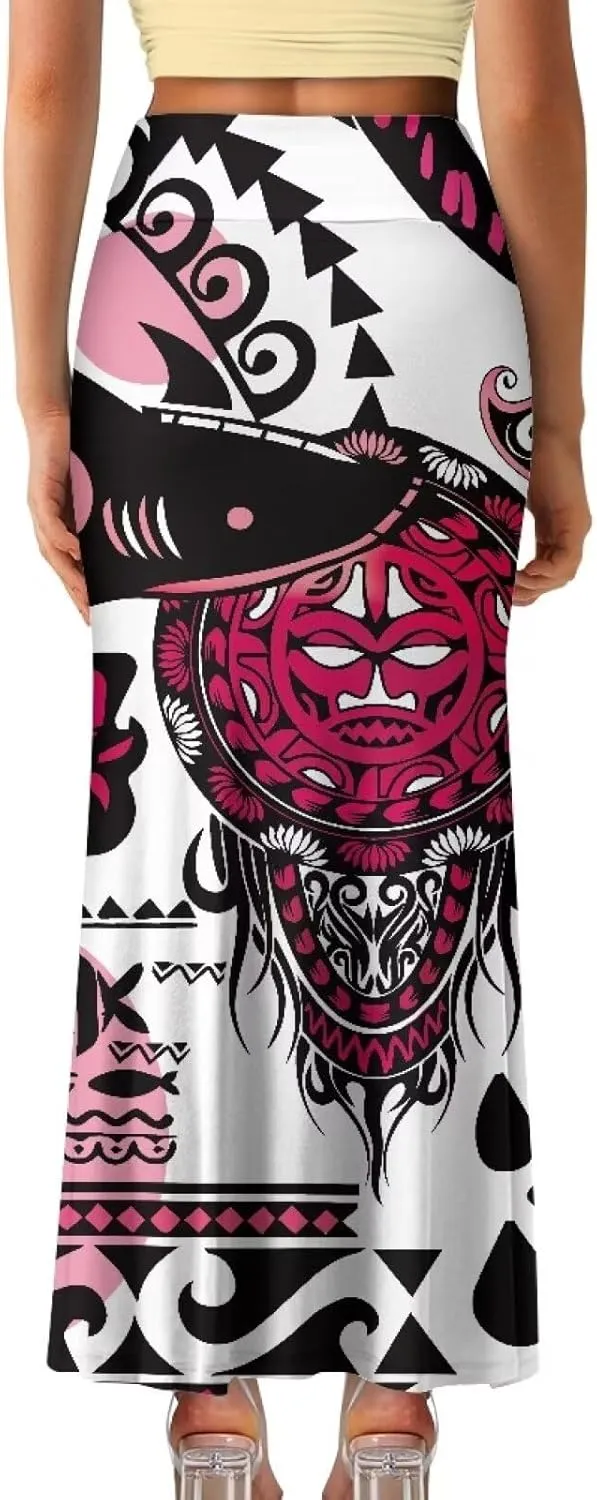 Polynesian Puletasi Samoa Women's Casual High Waist Flare Long Maxi Skirt A-Link Long Maxi Skirt Beach Skirt