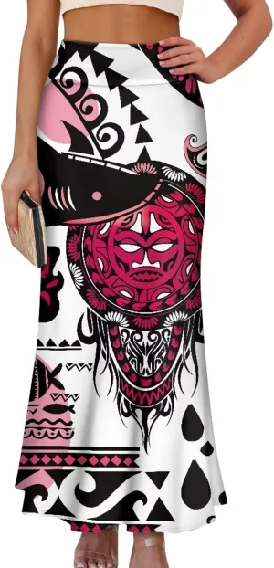 Polynesian Puletasi Samoa Women's Casual High Waist Flare Long Maxi Skirt A-Link Long Maxi Skirt Beach Skirt