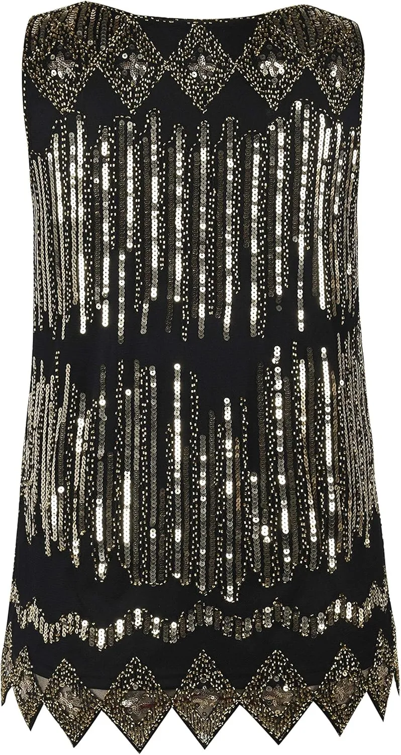 PrettyGuide Women's Sequin Top Flowy Sparkly Cocktail Tank Party Dressy Tops