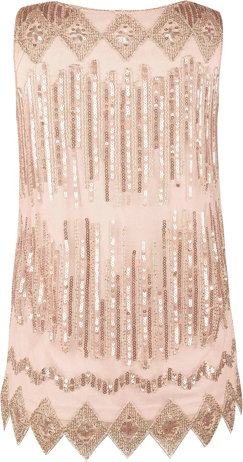 PrettyGuide Women's Sequin Top Flowy Sparkly Cocktail Tank Party Dressy Tops