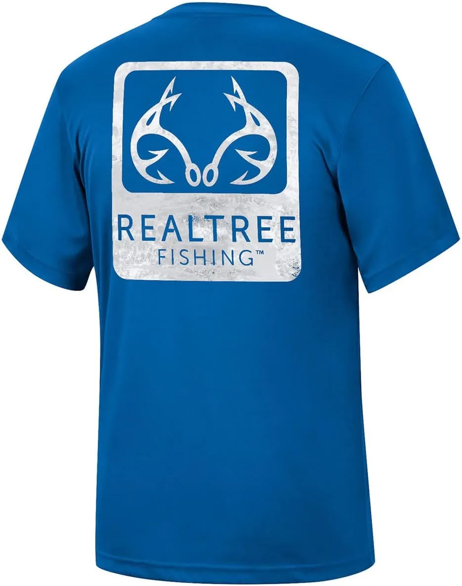 Realtree Men's Fishing Camo Logo | Dry Weave | Moisture Wicking | Sun Protection UPF 50  Short Sleeve Shirts
