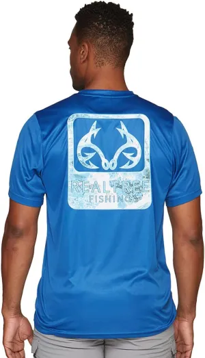 Realtree Men's Fishing Camo Logo | Dry Weave | Moisture Wicking | Sun Protection UPF 50  Short Sleeve Shirts