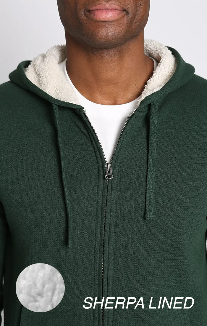 Recycled Jacquard Sherpa Lined Full Zip Hoodie