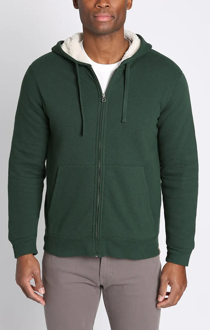 Recycled Jacquard Sherpa Lined Full Zip Hoodie