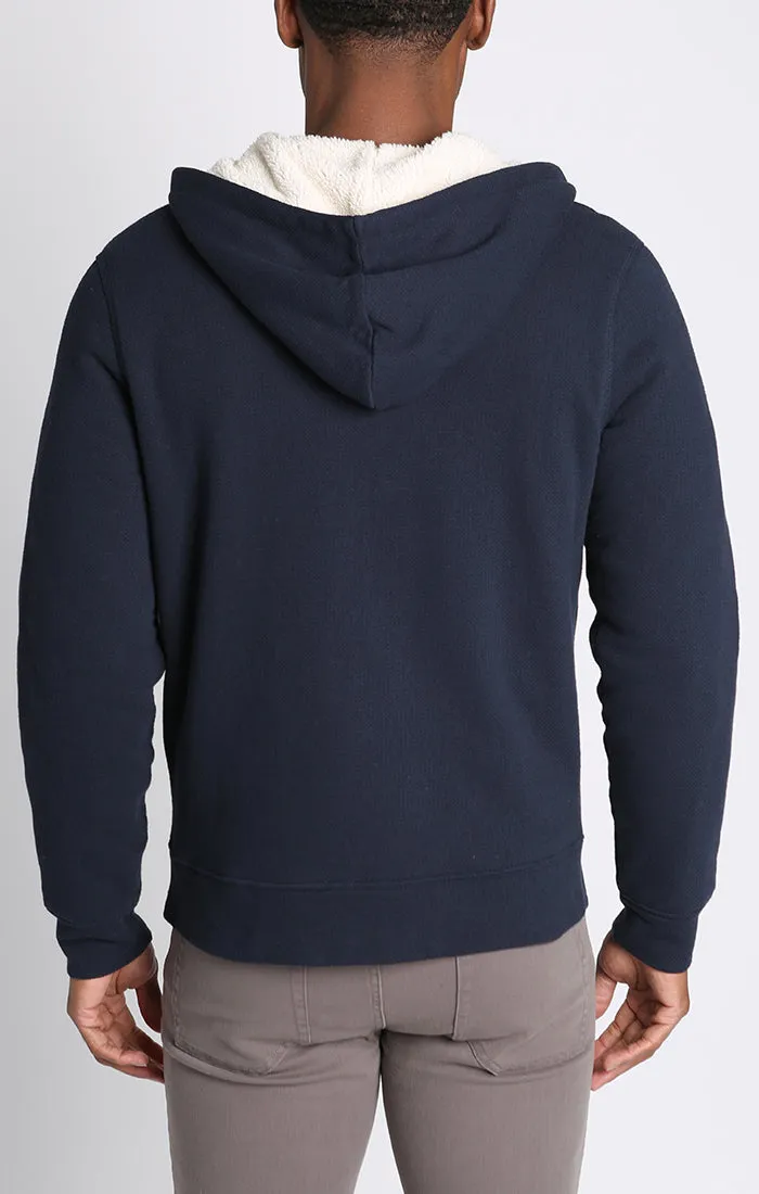 Recycled Jacquard Sherpa Lined Full Zip Hoodie