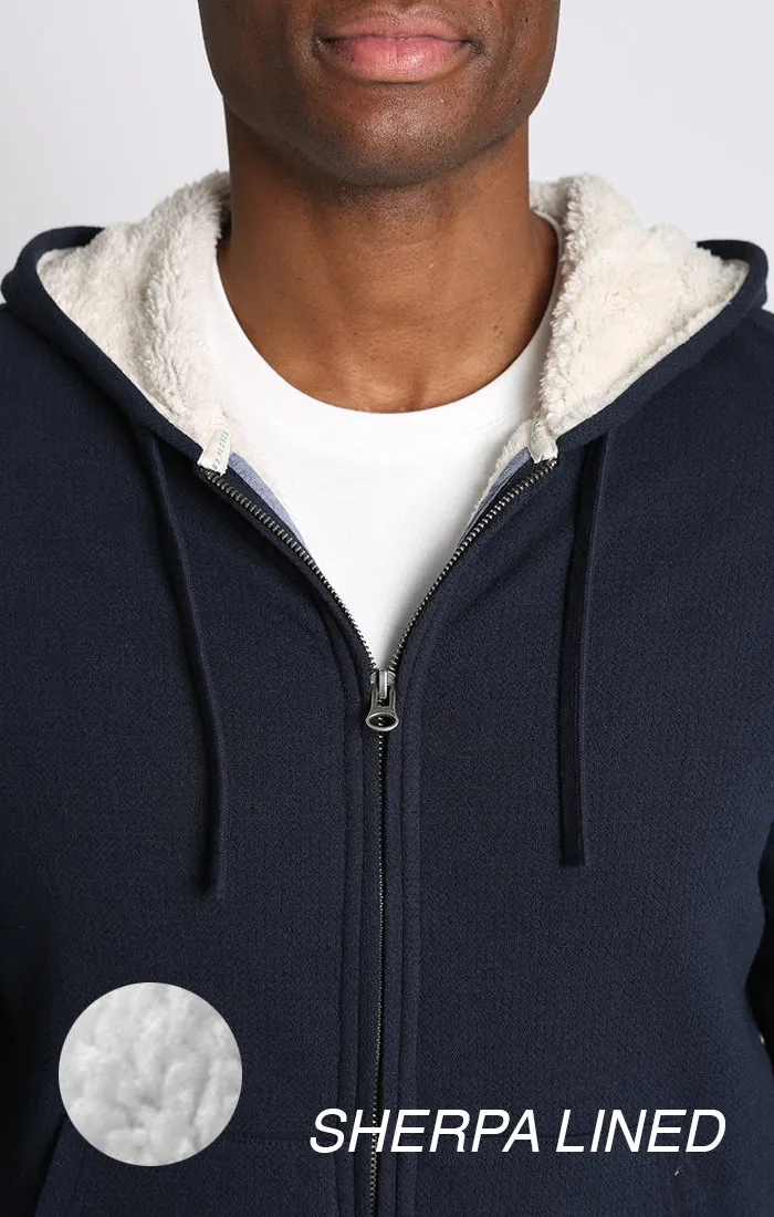 Recycled Jacquard Sherpa Lined Full Zip Hoodie