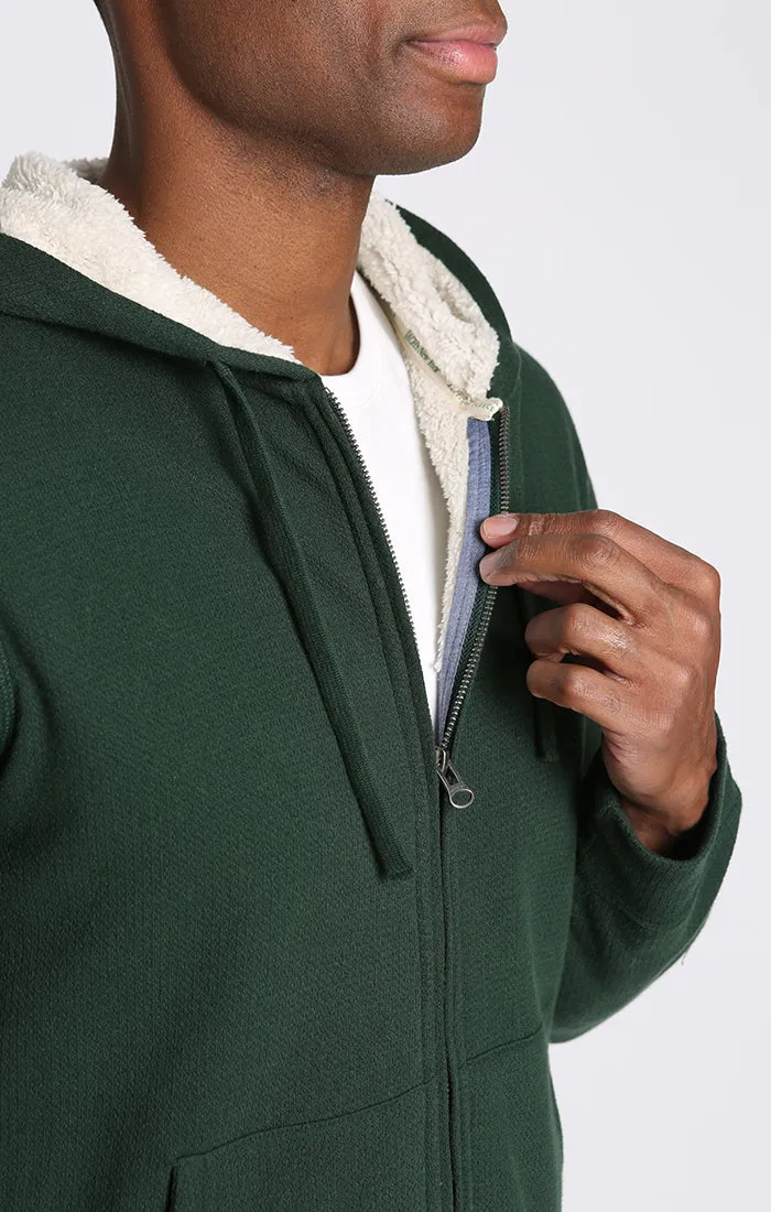 Recycled Jacquard Sherpa Lined Full Zip Hoodie