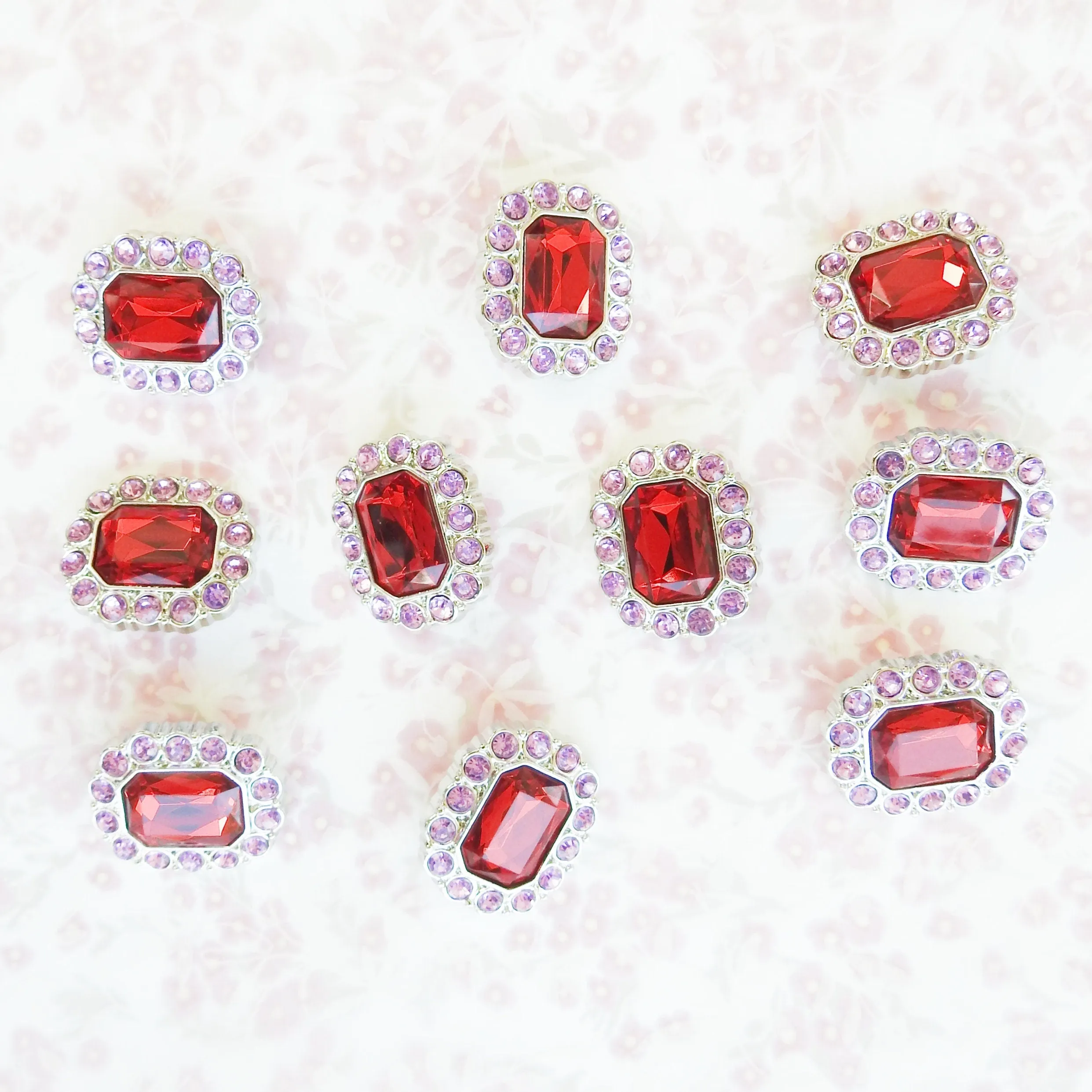 Red and Large Rhinestone Buttons