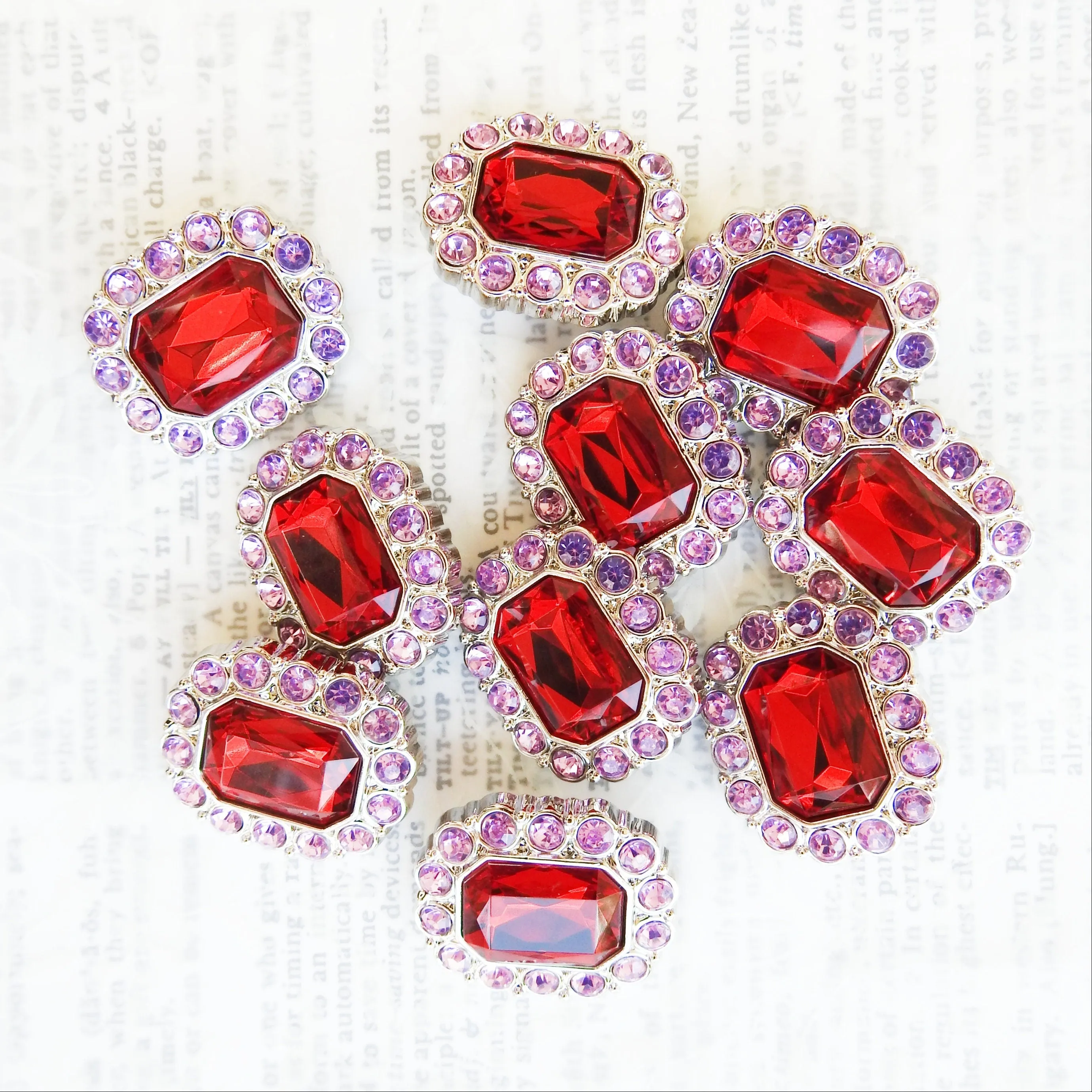 Red and Large Rhinestone Buttons