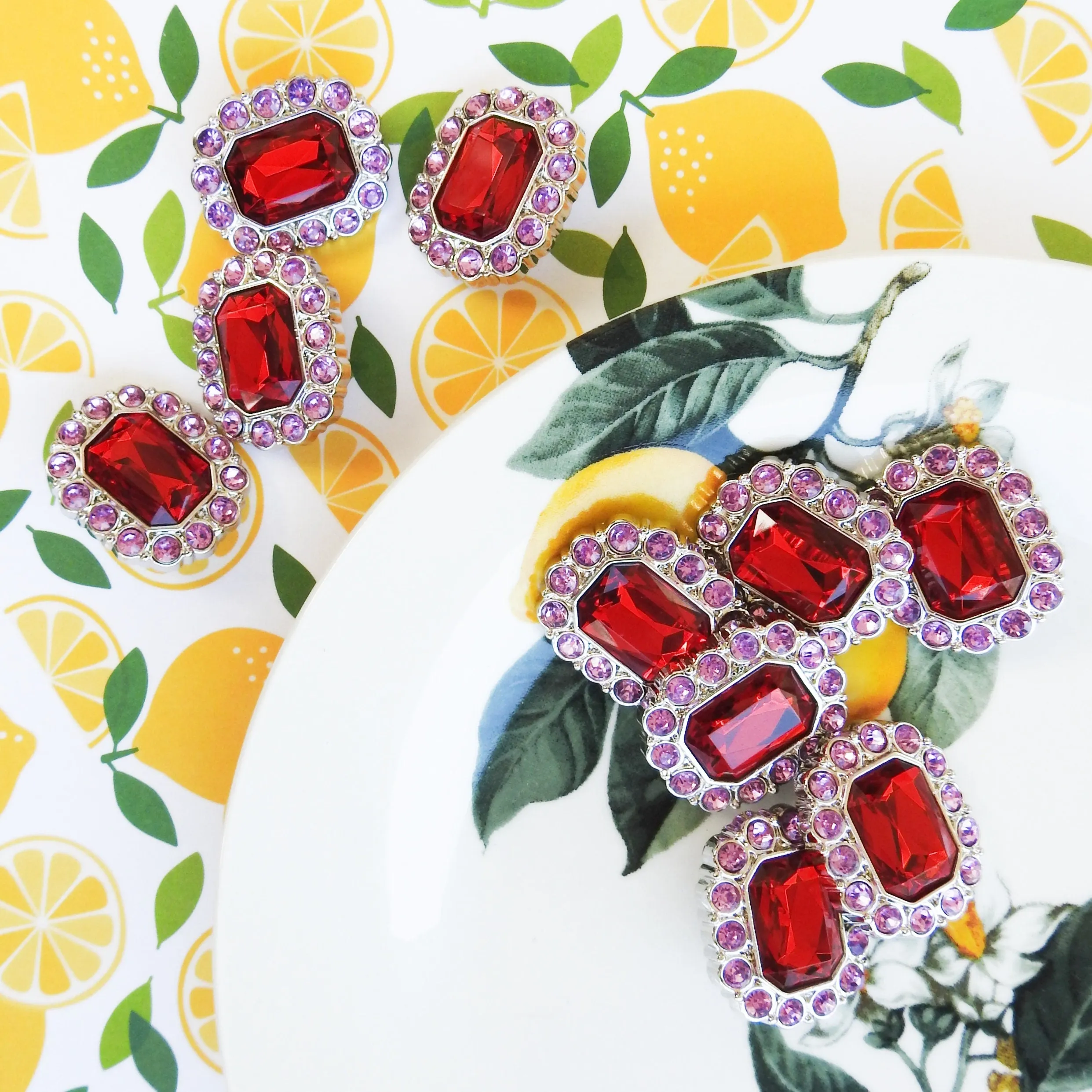 Red and Large Rhinestone Buttons
