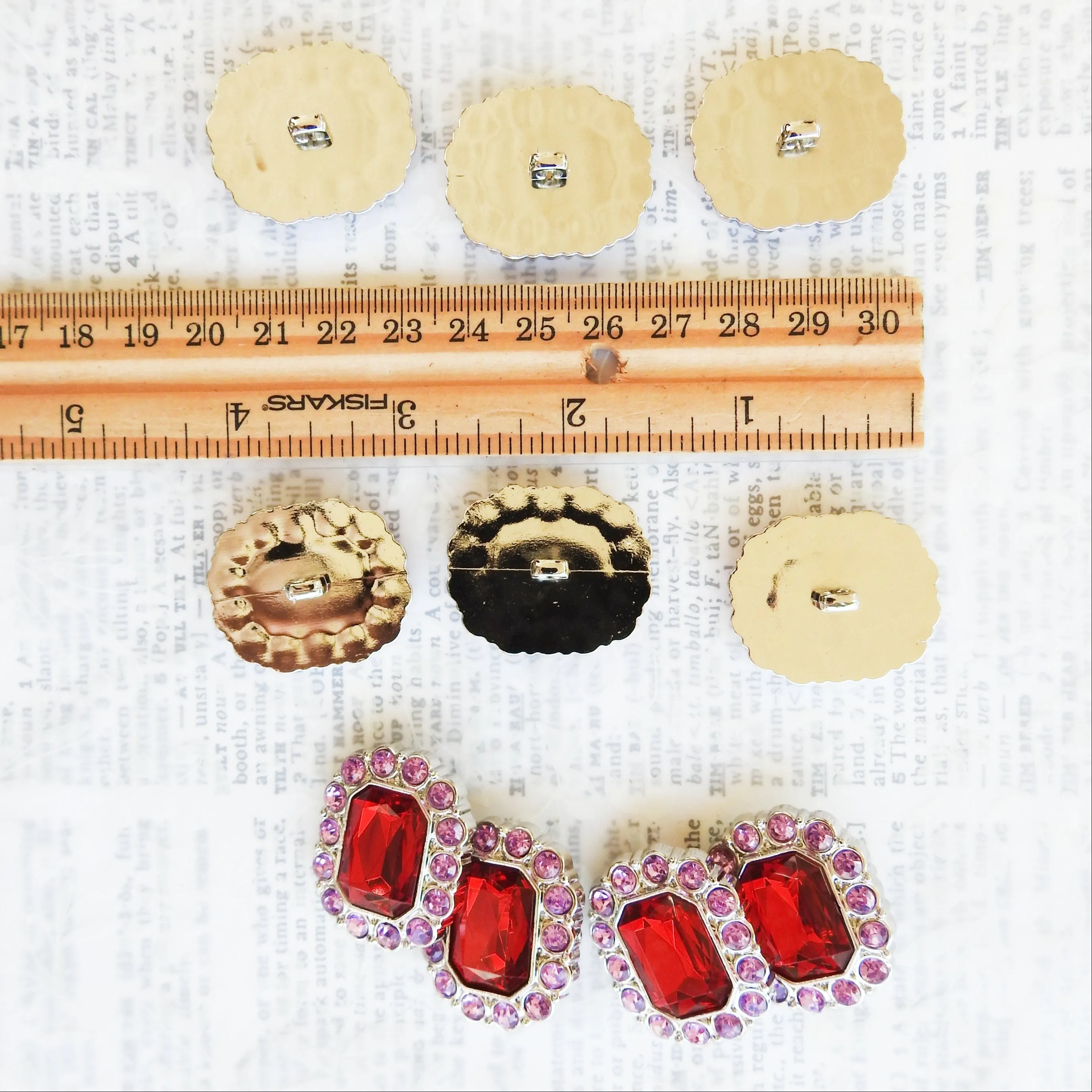 Red and Large Rhinestone Buttons