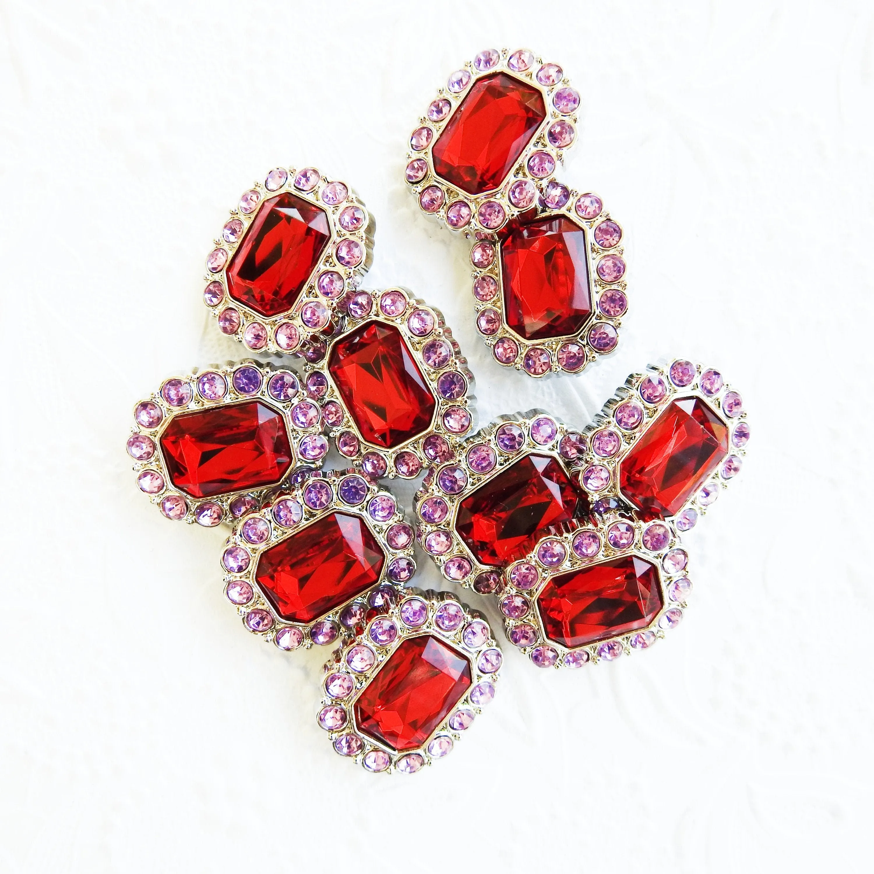 Red and Large Rhinestone Buttons