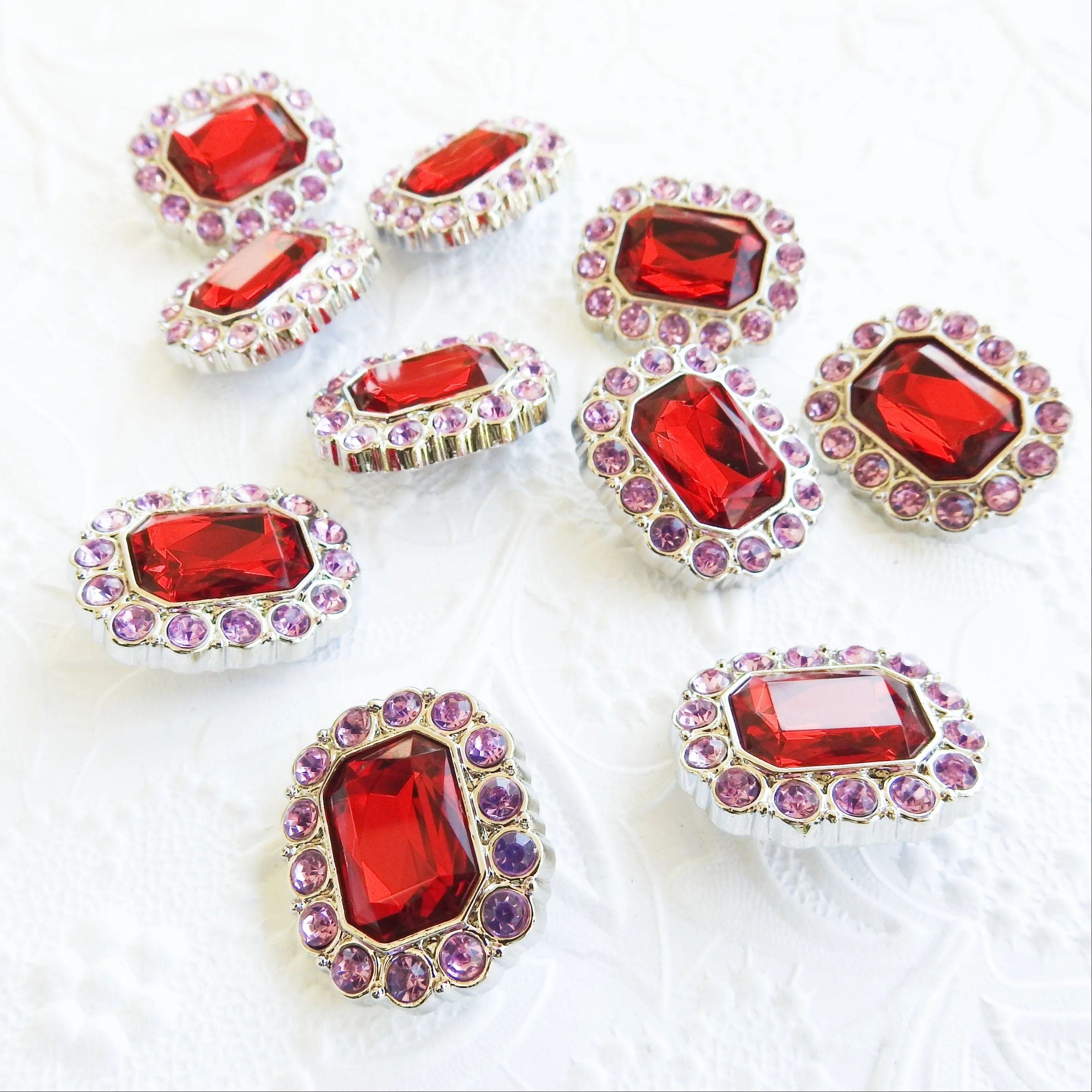 Red and Large Rhinestone Buttons