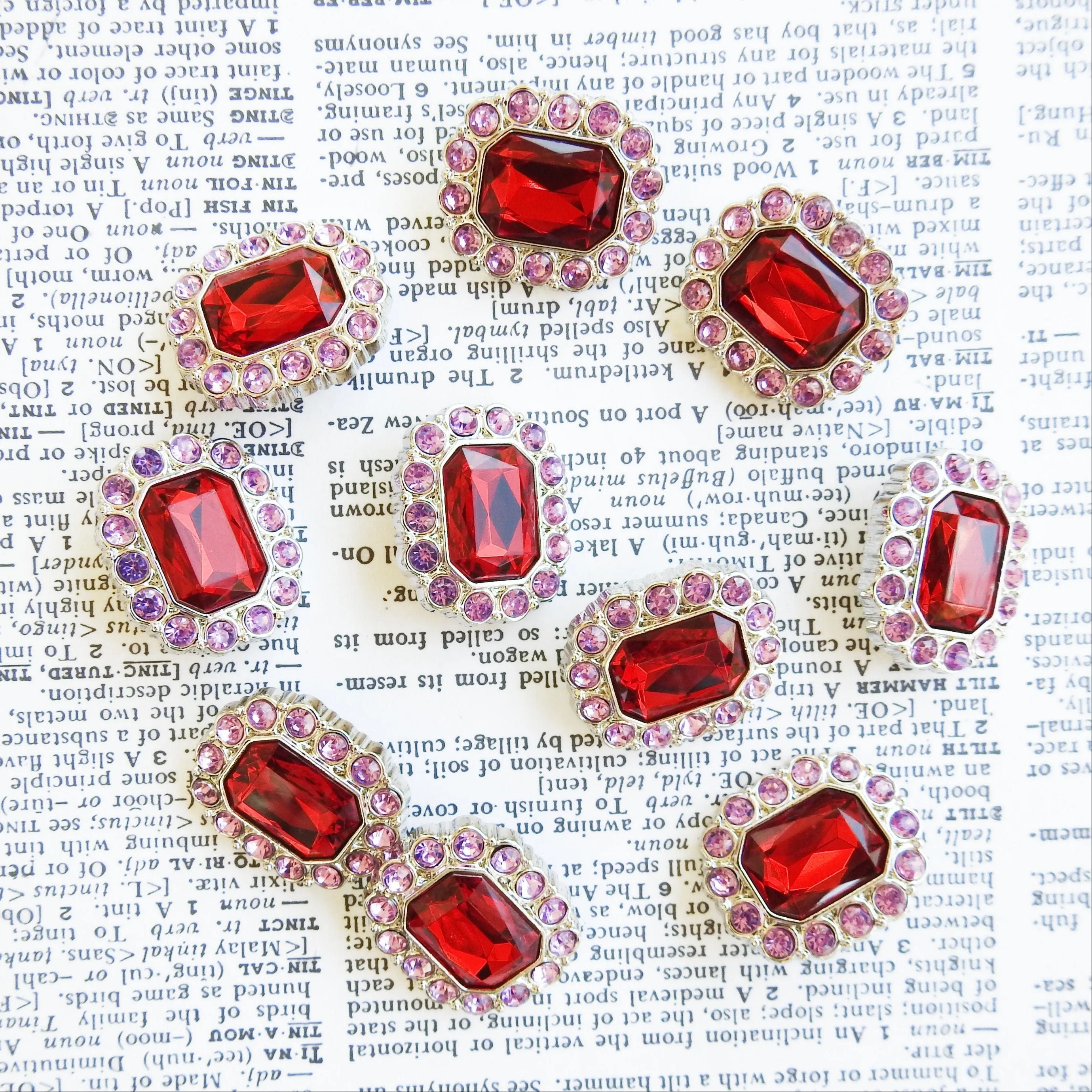 Red and Large Rhinestone Buttons