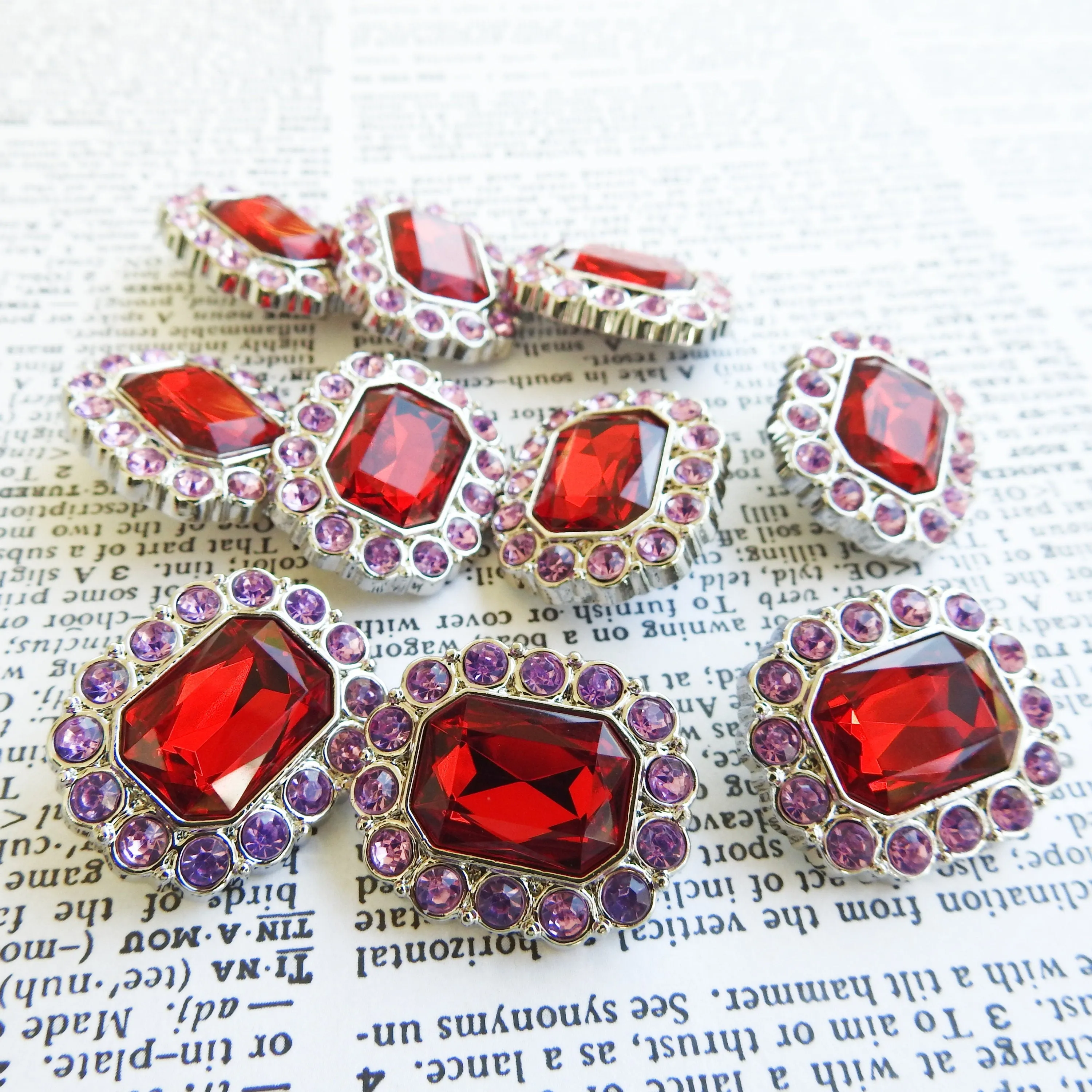 Red and Large Rhinestone Buttons