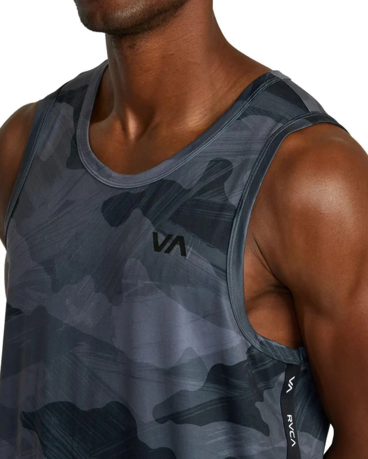 RVCA Men's Sport 4-Way Stretch Vent Banded Performance Tank Top