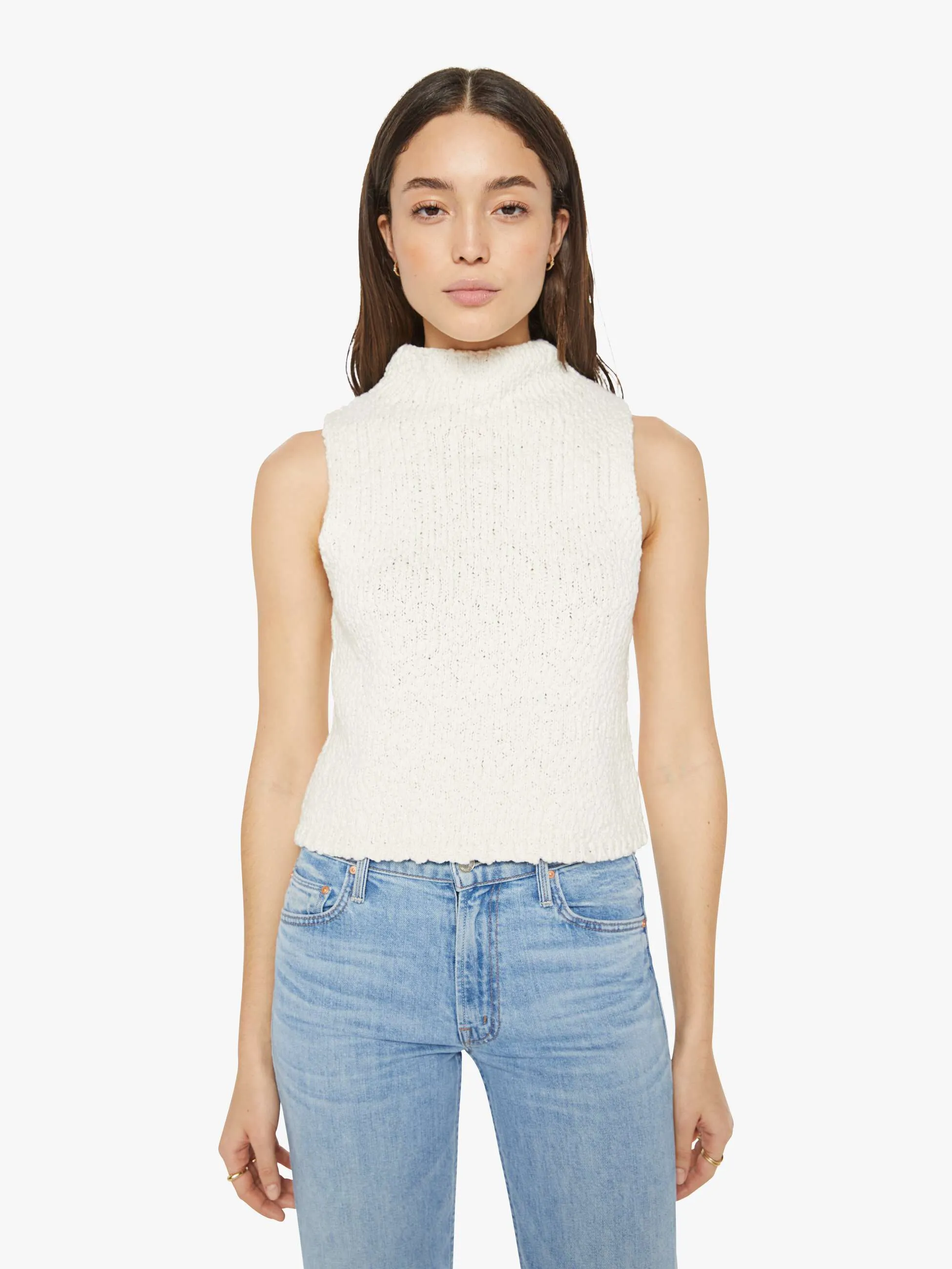 SABLYN Atticus Roll Neck Cropped Tank - Gardenia