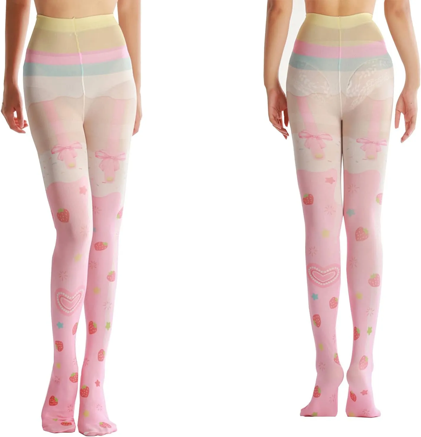Sahabowi Women Tights, Opaque High Waist Pantyhose, Vintage Control Top Stockings