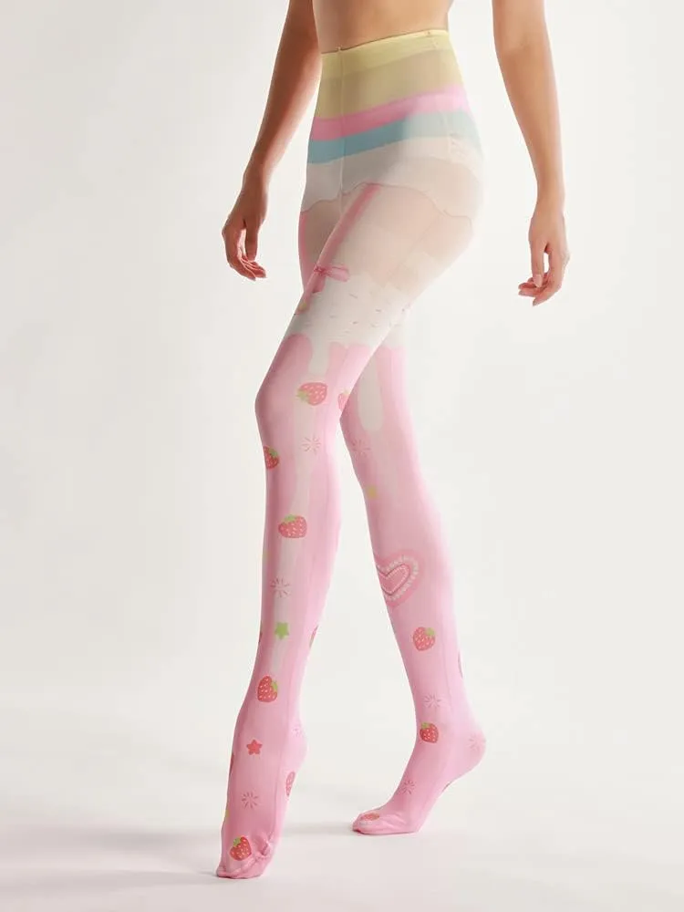 Sahabowi Women Tights, Opaque High Waist Pantyhose, Vintage Control Top Stockings