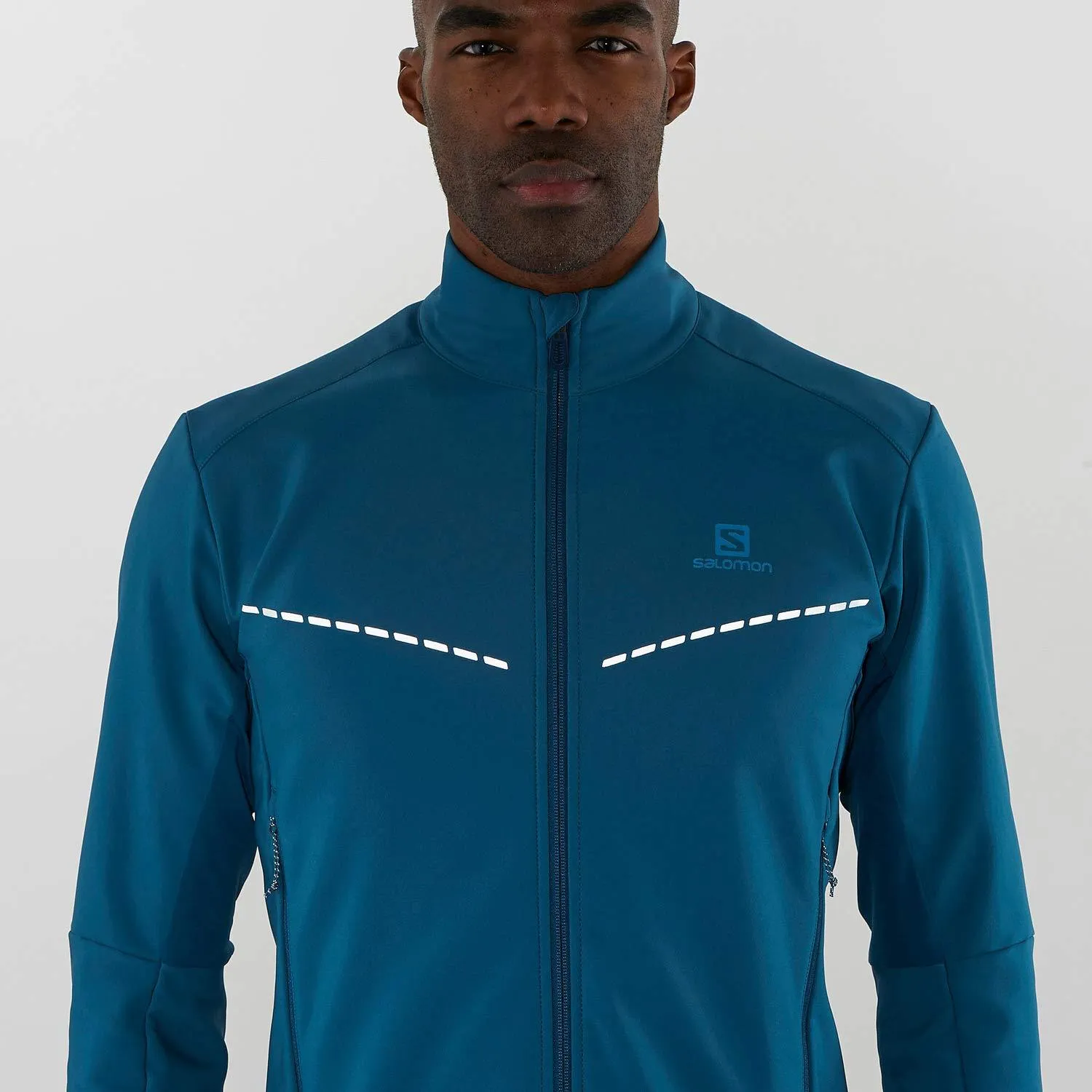 Salomon Agile Softshell XC Ski Jacket Mens Sz M Lyons Blue/Poseidon