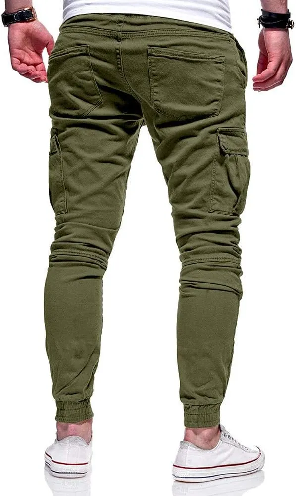 sdbrld Cargo Pants For Men Men's Fashion Outdoor Hiking Joggers Solid Drawstring Recreation Fitness Cargo Pants with Pocket