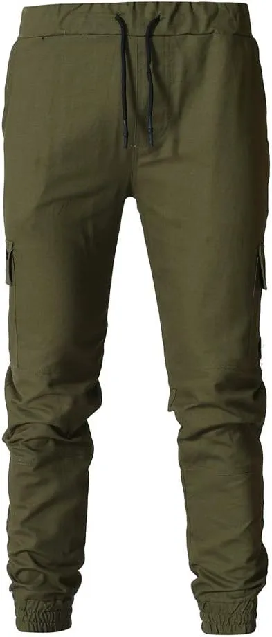 sdbrld Cargo Pants For Men Men's Fashion Outdoor Hiking Joggers Solid Drawstring Recreation Fitness Cargo Pants with Pocket
