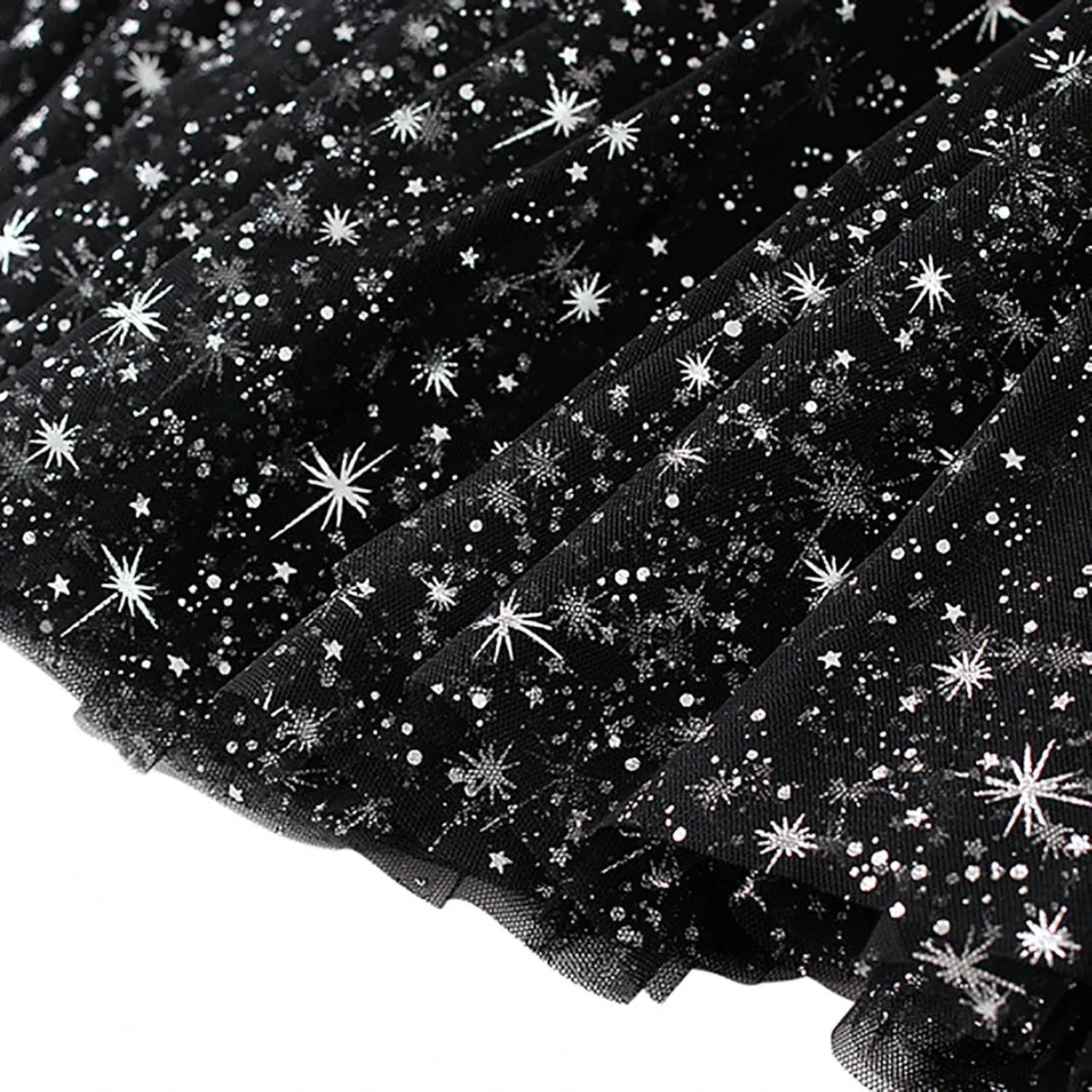 Sequin Tulle Skirts for Women Midi Long Fairy Skirt Tutu A-Line Skirt Mesh Layered Elastic Waist Sparkly Petticoat