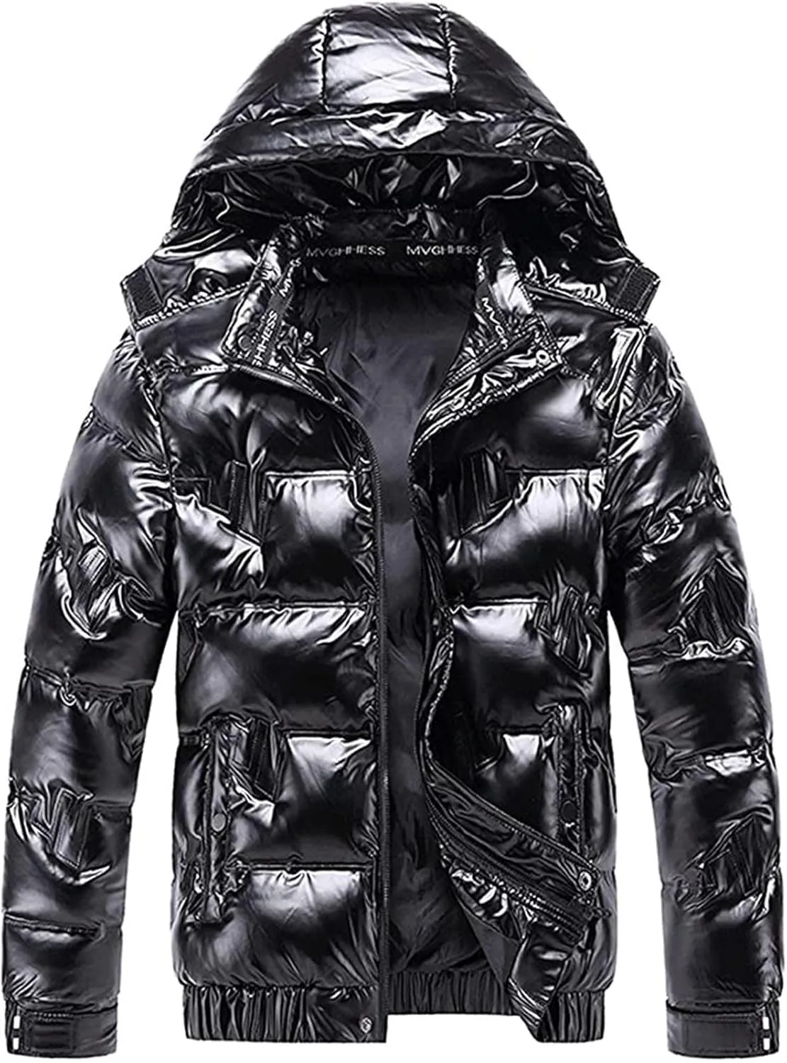 Shiny down Jacket Men Waterproof Reflective Outdoor Coats Lightweight Winter Hoodies Quilted Bomber Puffer Jackets