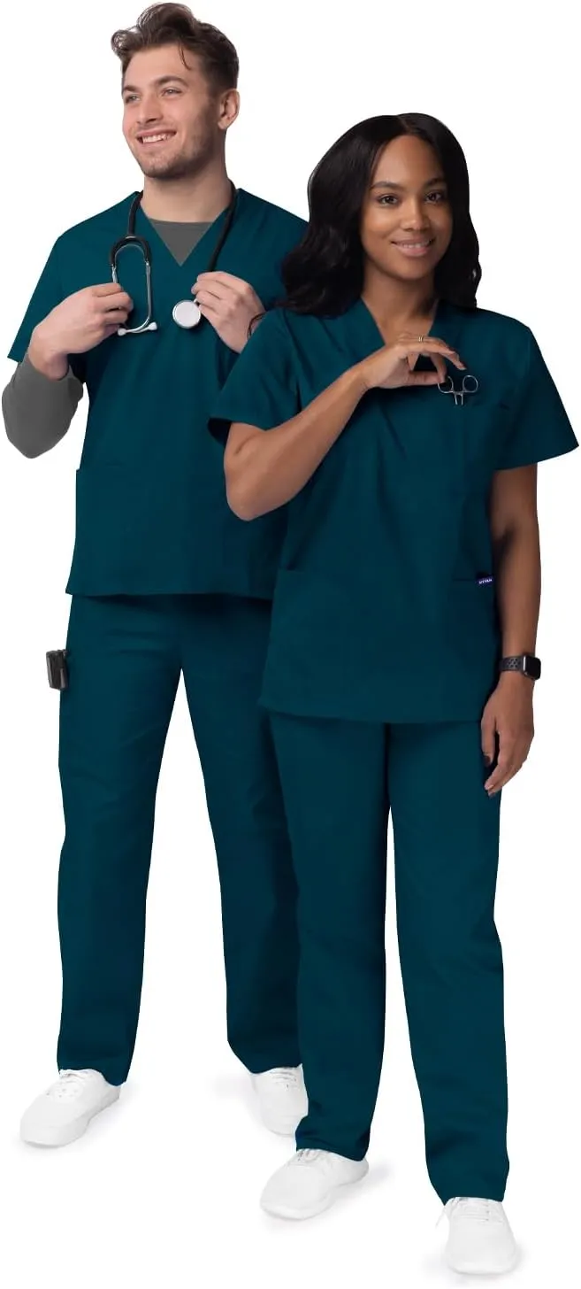 Sivvan Unisex Scrubs - Classic V-Neck Top & Drawstring Pants Scrub Set
