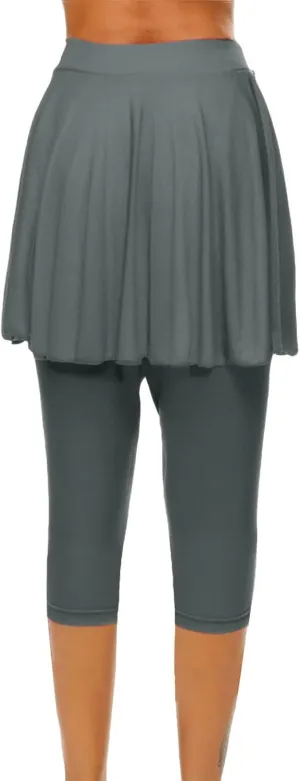 Skirted Leggings for Women 2025 Plus Size Tennis Golf Short Skort Capris Gym Tennis Yoga Athletic Legging with Skirts