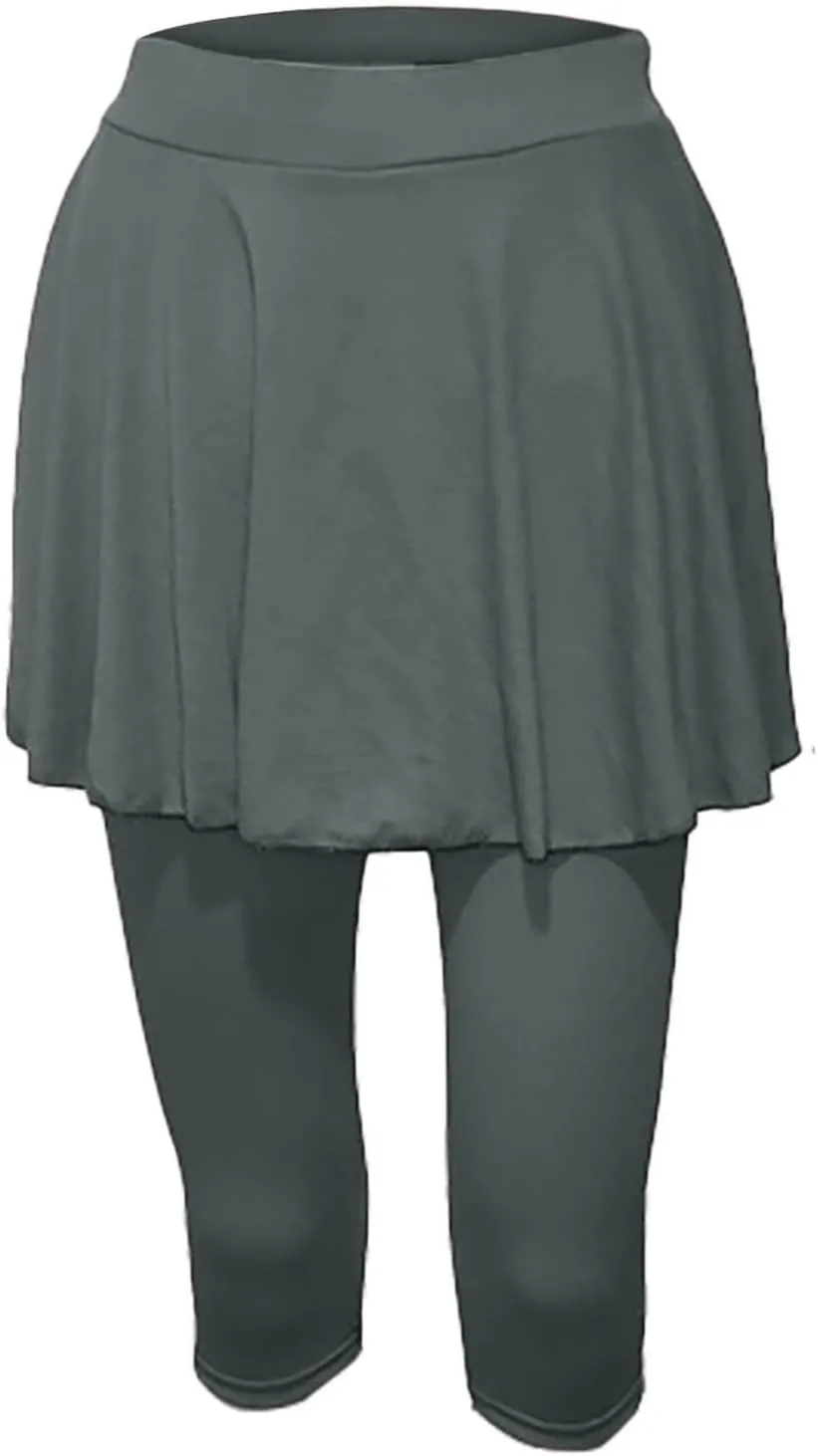 Skirted Leggings for Women 2025 Plus Size Tennis Golf Short Skort Capris Gym Tennis Yoga Athletic Legging with Skirts