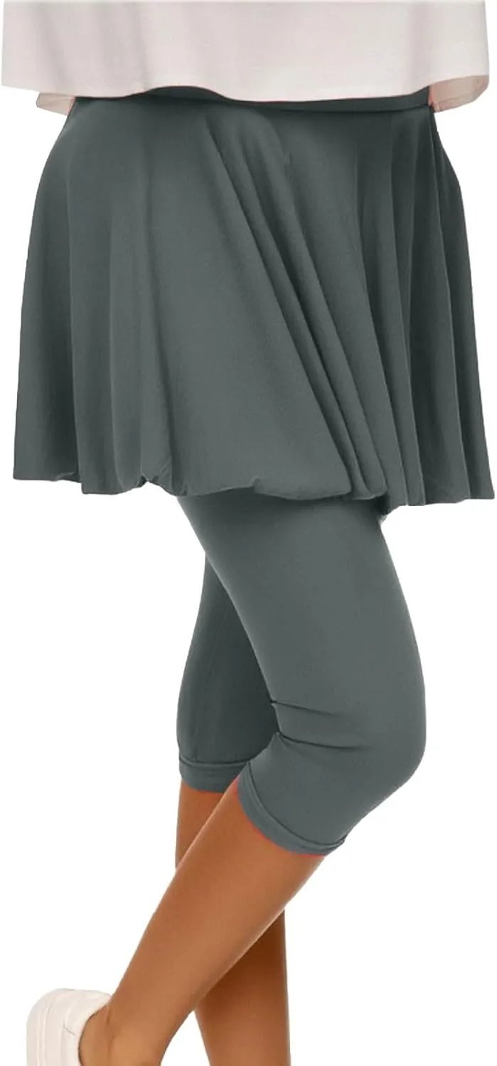Skirted Leggings for Women 2025 Plus Size Tennis Golf Short Skort Capris Gym Tennis Yoga Athletic Legging with Skirts