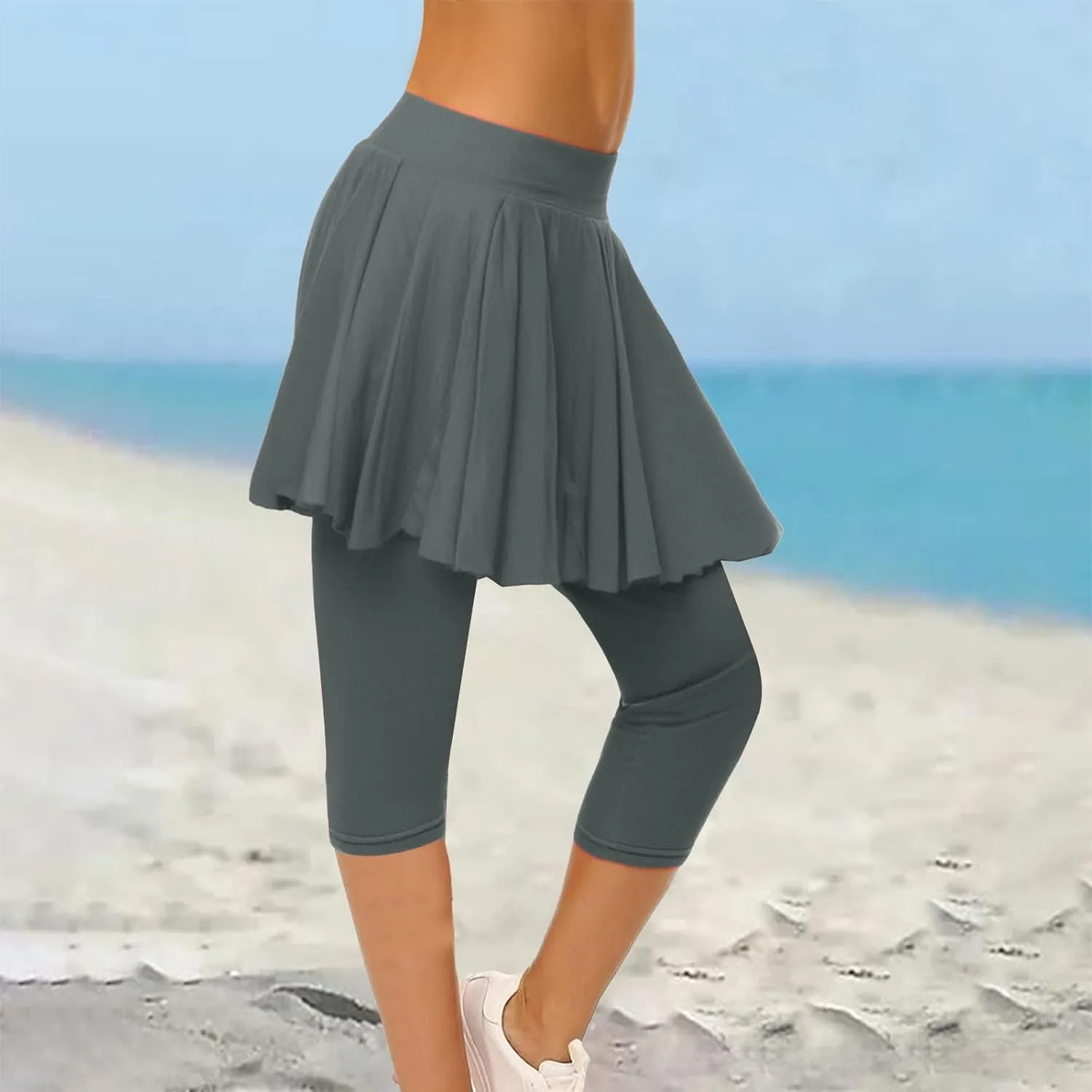 Skirted Leggings for Women 2025 Plus Size Tennis Golf Short Skort Capris Gym Tennis Yoga Athletic Legging with Skirts