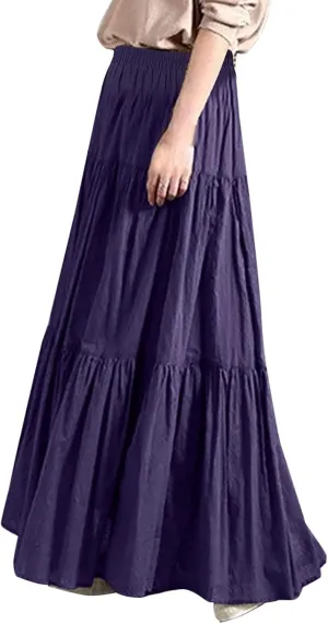 Skirts for Women Solid Color Pleated Midi Skirt with Minimalist Design, Perfect for Office, School, or Casual
