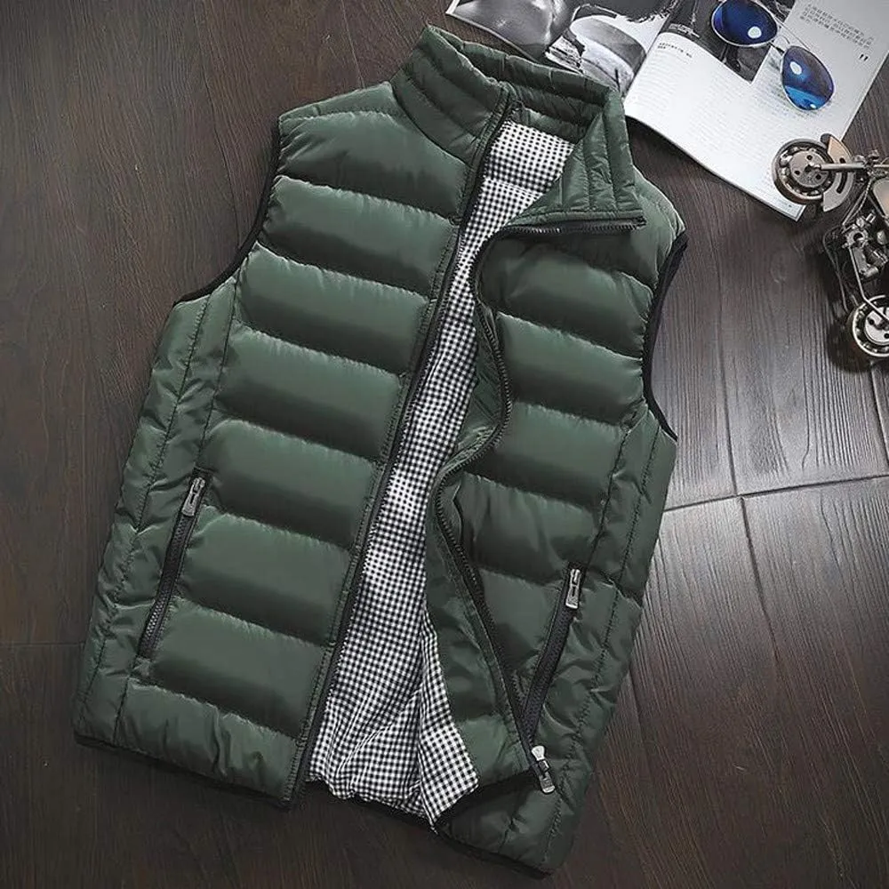 SSDXY Men's Padded Cotton Blend Autumn Winter Warm Vest Coat Tops Jacket Casual Loose Sleeveless Solid Slim Warm Outwear