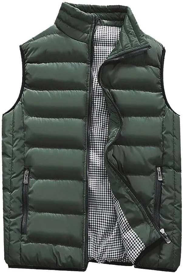 SSDXY Men's Padded Cotton Blend Autumn Winter Warm Vest Coat Tops Jacket Casual Loose Sleeveless Solid Slim Warm Outwear