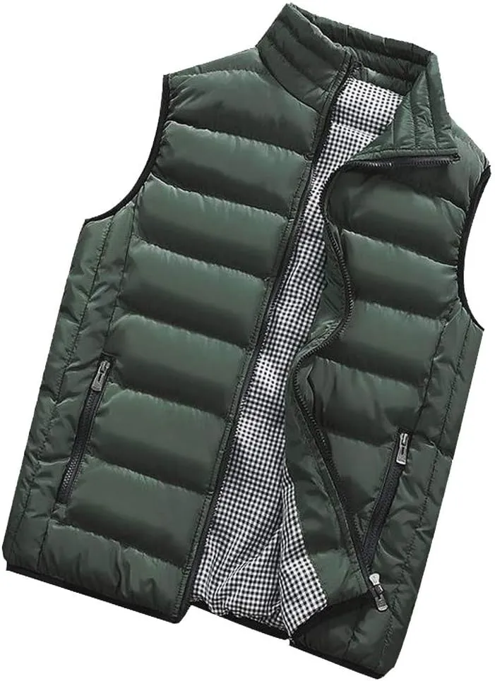 SSDXY Men's Padded Cotton Blend Autumn Winter Warm Vest Coat Tops Jacket Casual Loose Sleeveless Solid Slim Warm Outwear