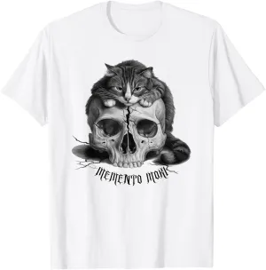 Stoic Philosophy Memento Mori Cat & Skull Macabre T-Shirt