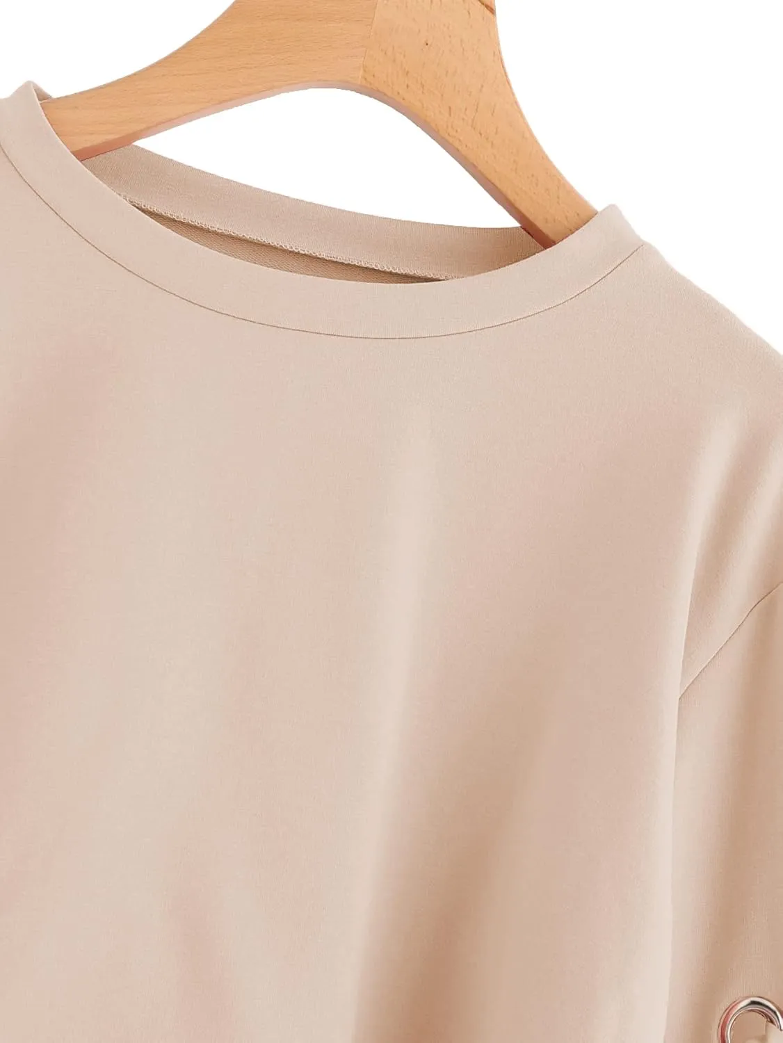 SweatyRocks Women's Casual Lace Up Long Sleeve Pullover Crop Top Sweatshirt