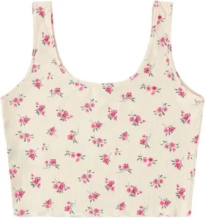 SweatyRocks Women's Casual Summer Floral Print Sleeveless Stretch Crop Tank Top