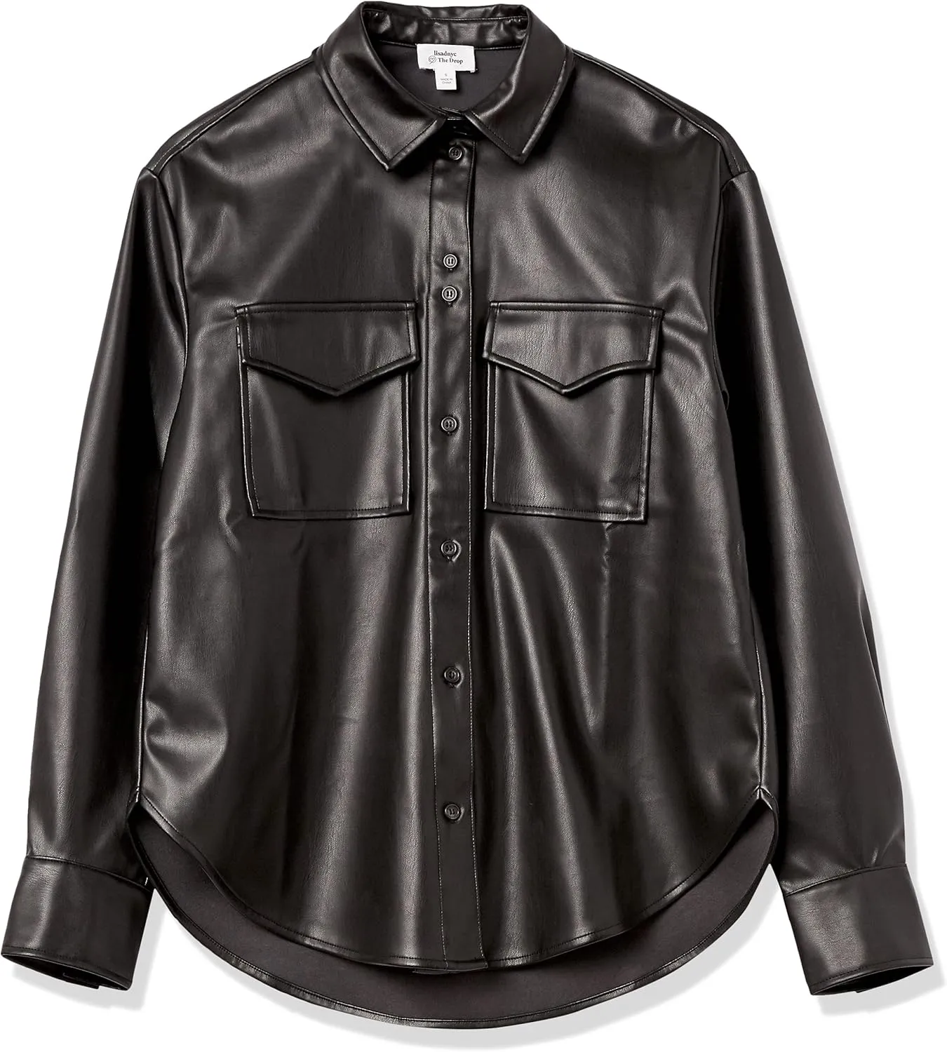 The Drop Women's @Lisadnyc Faux Leather Long Shirt Jacket