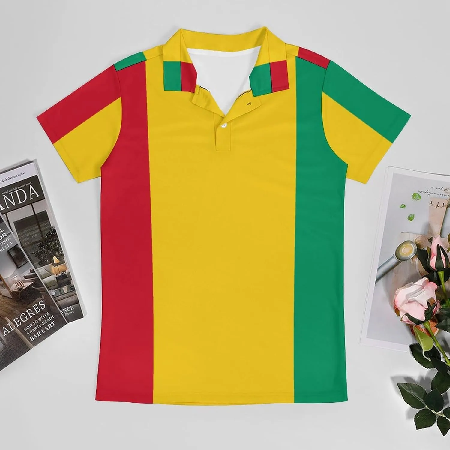 The Republic of Guinea Flag Men's Polo-Shirt Regular-Fit Short Sleeve Sports Quick Dry Golf Tennis T-Shirt