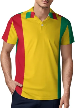 The Republic of Guinea Flag Men's Polo-Shirt Regular-Fit Short Sleeve Sports Quick Dry Golf Tennis T-Shirt